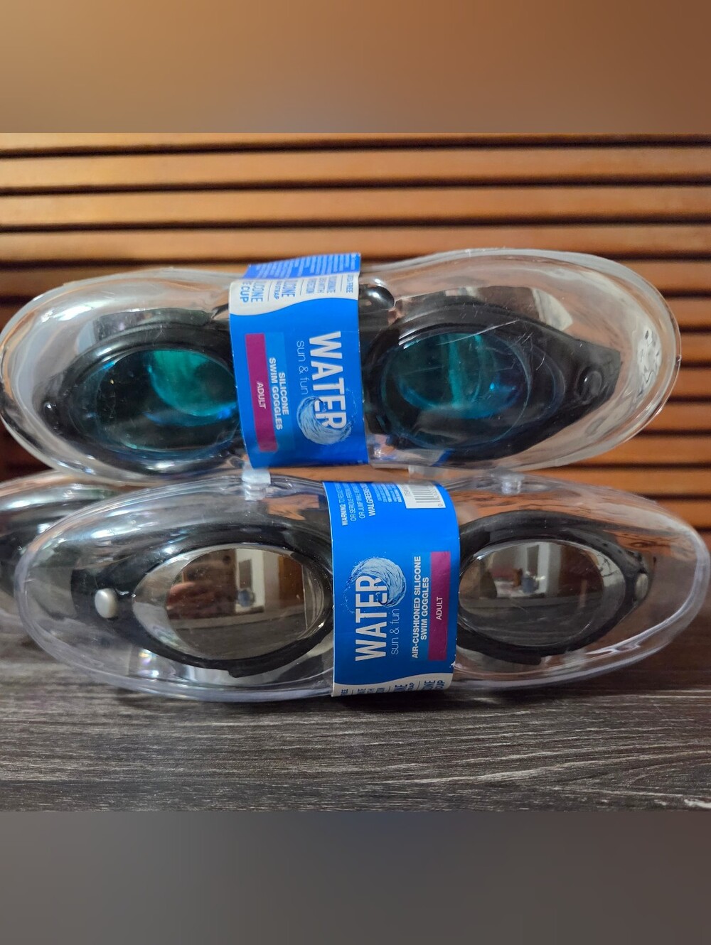 Black Silicone Swim Goggles with Mirrored Lenses - Brand